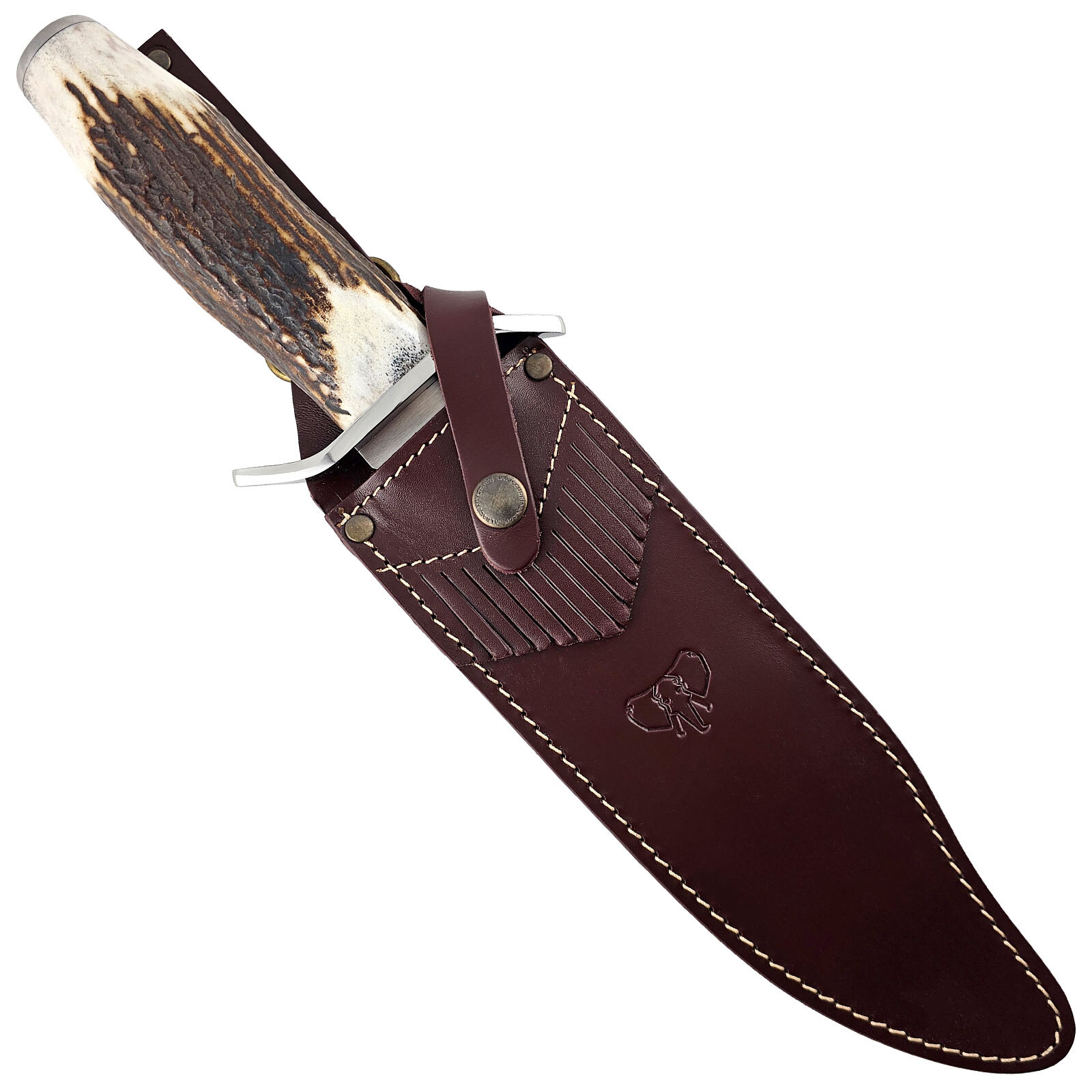 Cudeman Big Elephant Fixed Blade Bowie Knife | Stag Horn / Satin