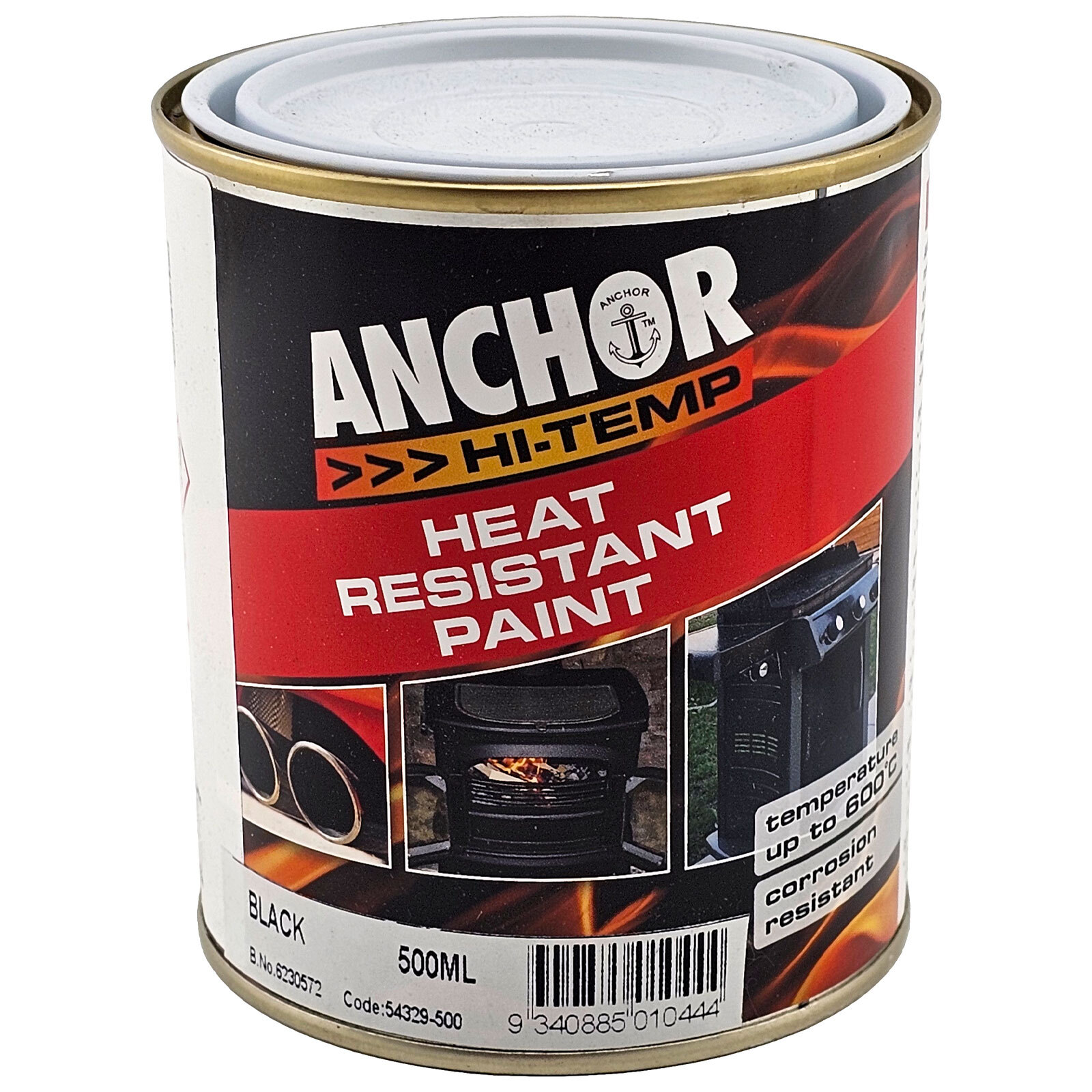 Anchor 500ml Hi Temp Heat Resistant Paint BBQ Black 54329500 The Grit
