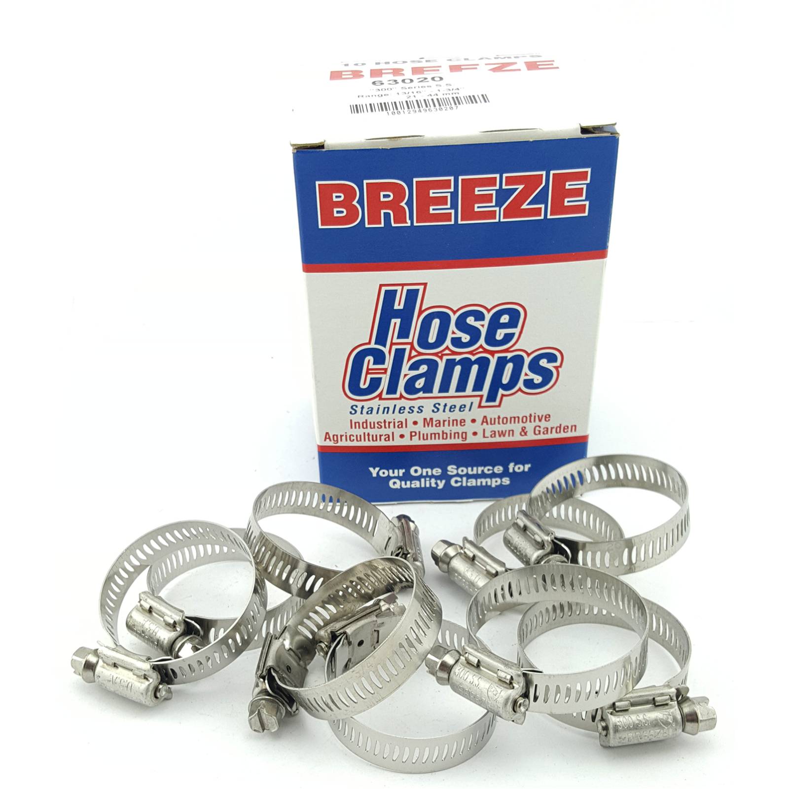 10 pk-Breeze 63036 Power Seal Marine Stainless Steel Hose Clamp 1-13/16"-2-3/4"
