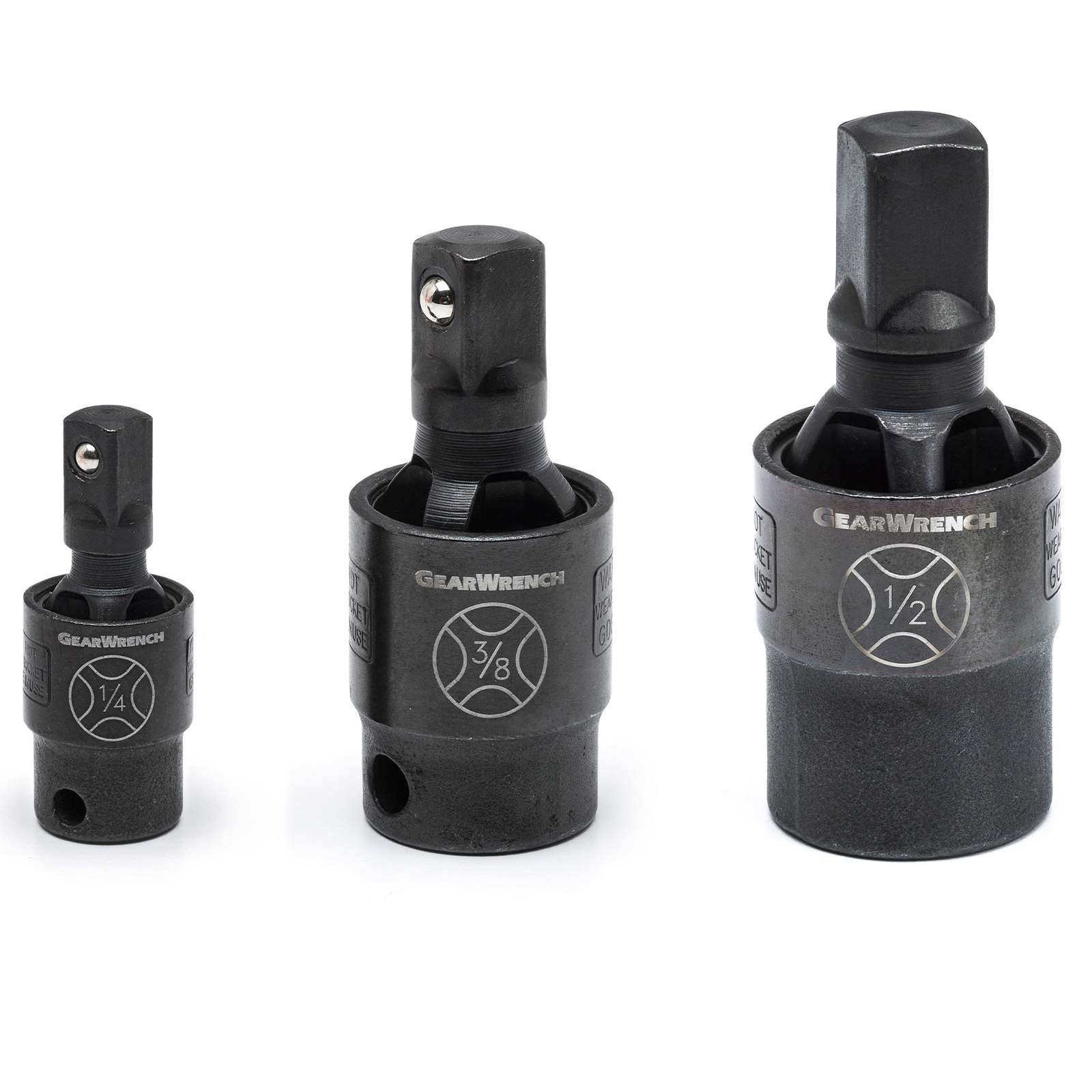 GearWrench 3pc 1/4" + 3/8" + 1/2" Drive XCore Pinless Universal Joint