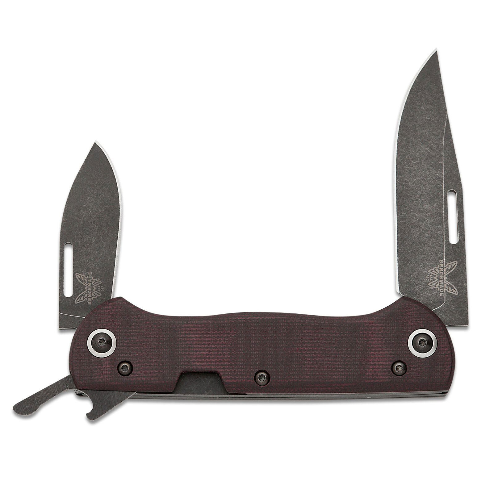 Benchmade Weekender Slip Joint Bottle Opener Folding Knife Burgundy