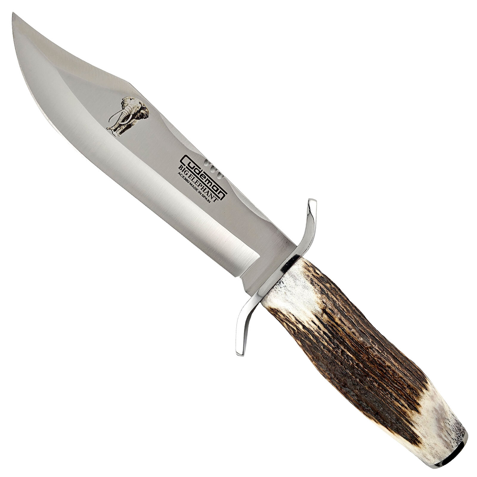 Cudeman Big Elephant Fixed Blade Bowie Knife | Stag Horn / Satin