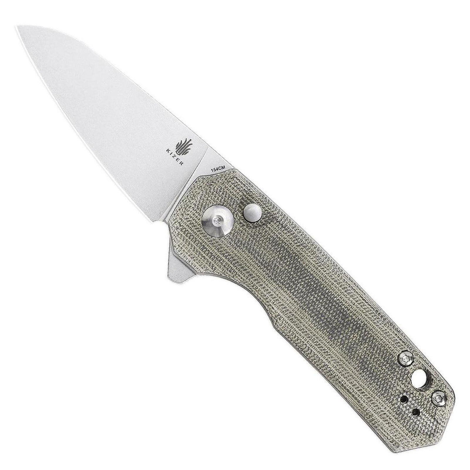 Kizer Azo Lieb M Button Lock Folding Knife Green / Silver V3541C1
