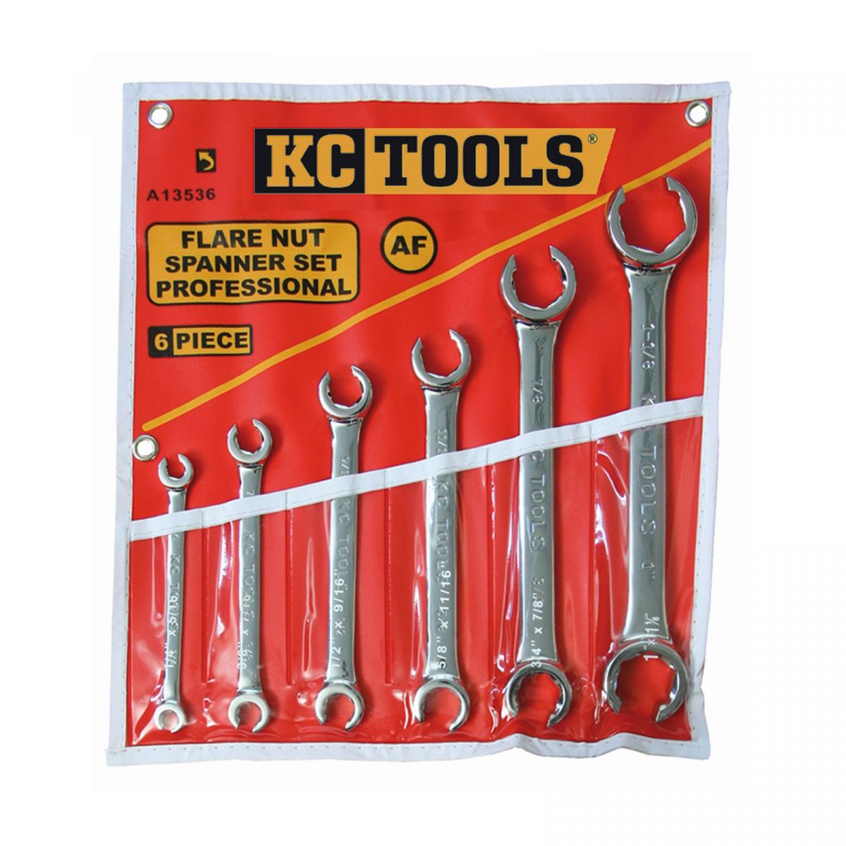 KC Tools 6pc 1/4 Inch - 1 Inch 6-Point Flare Nut Spanner Set