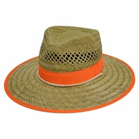 Maxisafe Big Brim Orange Band Straw Sun Hat