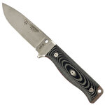 Cudeman MT-5 Fixed Blade Survival Knife with Leather Sheath | Black / Satin
