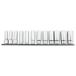 Ko-Ken 12pc 3/8" Dr Metric Deep Socket Set on Rail (8-19 mm)