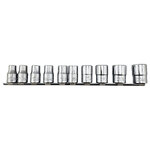 Ko-Ken 10pc 1/2" Dr 6pt Metric Socket Set on Rail
