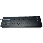 Ultracharge 8-Way Surge Protected Board with 2x USB | Black