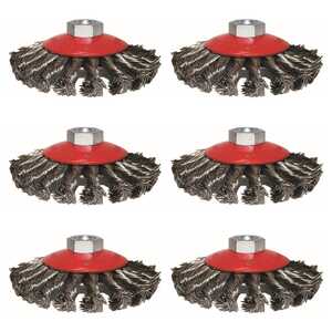 KC Tools 6 Pack M10 x 1.25mm 0.5mm Twist-Knot Tempered Steel Wire Brush | 09240