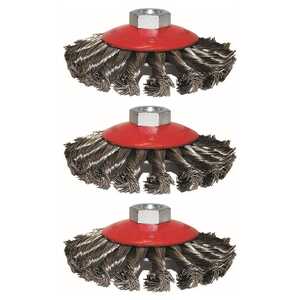 KC Tools 3 Pack M10 x 1.5mm 0.5mm Twist-Knot Tempered Steel Wire Brush | 09241