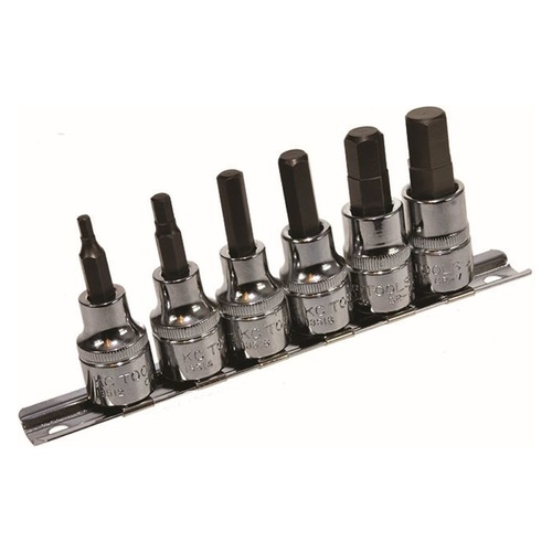 KC Tools 6pc 3/8" Dr 1/8" - 7/16" In-Hex Socket Set