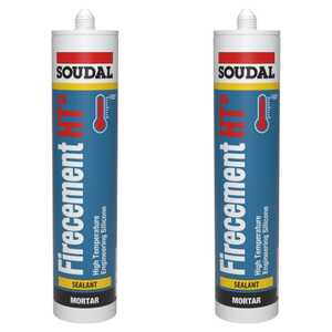 Soudal 2 Pack 310mL Firecement HT° Sealant (up to 1500°C) | Black | 108264