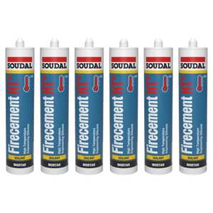 Soudal 6 Pack 310mL Firecement HT° Sealant (up to 1500°C) | Black | 108264