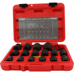 KC Tools 16pc Metric 1/2" Dr Standard Impact Socket Set
