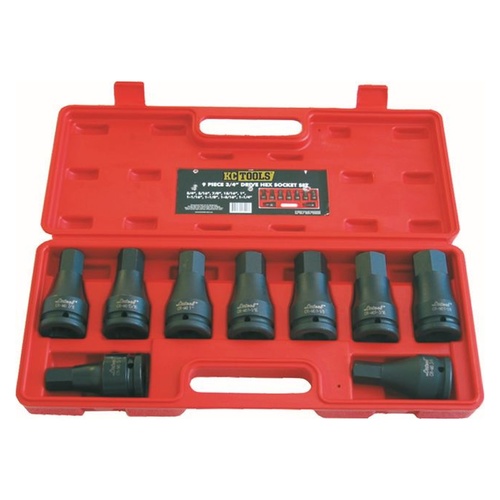 KC Tools 9pc 3/4" Dr In-Hex AF Impact Socket Set