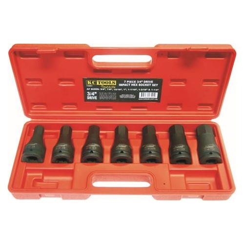 KC Tools 7pc 3/4" Dr In-Hex AF Impact Socket Set