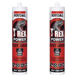 Soudal 2 Pack 290mL T-Rex Power Fast Grab Sealant | Steel Grey | 121970