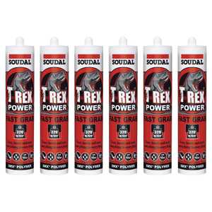Soudal 6 Pack 290mL T-Rex Power Fast Grab Sealant | Steel Grey | 121970