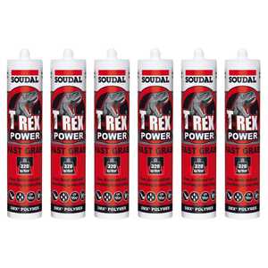 Soudal 6 Pack 290mL T-Rex Power Fast Grab Sealant | Jet Black | 124435