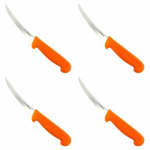 AgBoss 4 Pack 150mm Curved Boning Knife | Orange / Satin | 125126