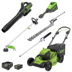 Greenworks 60V 46cm Lawn Mower Multi-Tool String Trimmer & Blower Kit