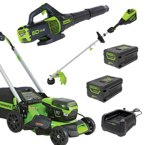 Greenworks 60V 51cm Lawn Mower Multi-Tool String Trimmer & Blower Kit