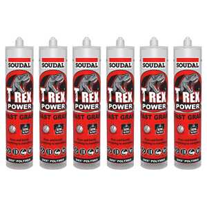 Soudal 6 Pack T-Rex Power Fast Grab Sealant | Clear | 134912