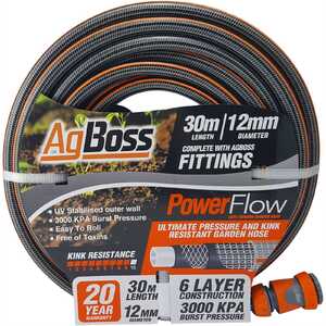 AgBoss 12mm x 30m Premium Garden Hose with Fittings