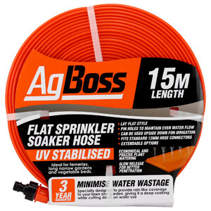 AgBoss 15m Flat Sprinkler Soaker Hose - Orange