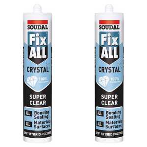 Soudal 2 Pack 290mL Fix All Crystal Sealant | Super Clear | 168149