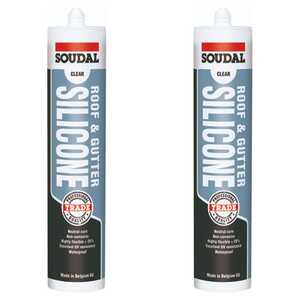 Soudal 2 Pack 300mL Roof & Gutter Silicone | Clear | 175752