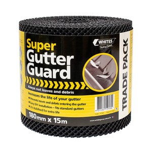 Whites Super Gutter Guard Mesh Roll 180mm x 15m - Black