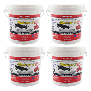 Tomcat II 4x 1.8kg Buckets Red Blox Rat & Mice Bait