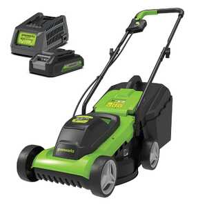 Greenworks 24V 32cm Push Lawn Mower 2Ah Battery Kit | 2509607AU-Kit-2