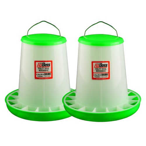 AgBoss 2x 5.5kg Green Poultry Feeders