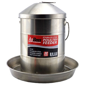 AgBoss 12kg Stainless Steel Poultry Feeder