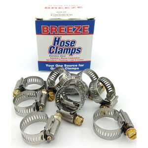 Breeze 10pc Power-Seal 14-27mm Plated Hex Screw Stainless Steel Hose Clamps