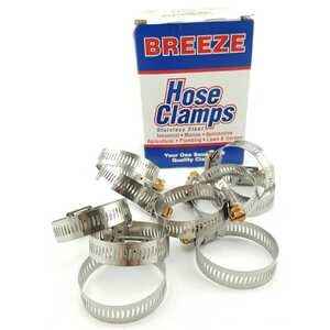 Breeze 10pc Power-Seal 21-44mm Plated Hex Screw Stainless Steel Hose Clamps