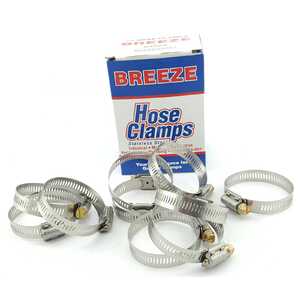 Breeze 10pc Power-Seal 33-57mm Plated Hex Screw Stainless Steel Hose Clamps