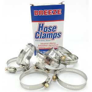 Breeze 10pc Power-Seal 40-64mm Plated Hex Screw Stainless Steel Hose Clamps