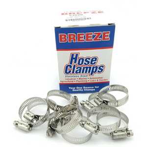 Breeze 10pc Power-Seal 21-44mm Hex Screw 300 Stainless Steel Hose Clamps