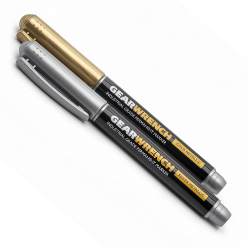 GearWrench 2pc Gold & Silver Fine Point Industrial Grade Marker Pack