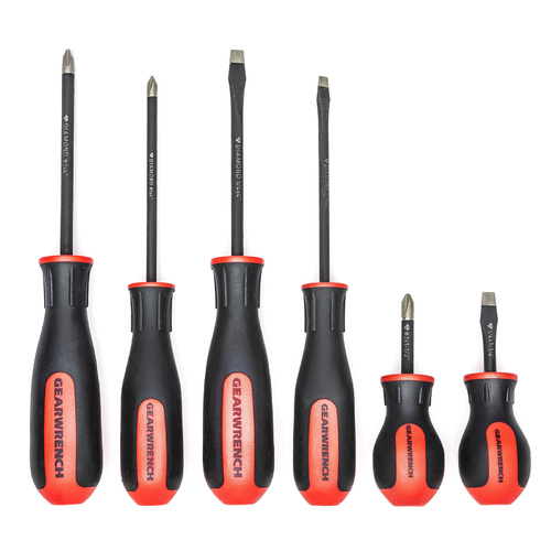 GearWrench 6pc Phillips / Slotted Dual Material Diamond Tip Screwdriver Set