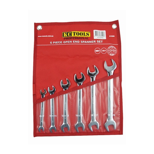 KC Tools 6pc 8mm - 19mm Open End Spanner Set