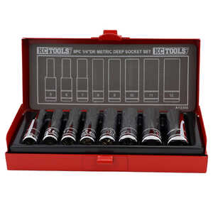 KC Tools 8pc 1/4" Dr Metric Deep Socket Set | 5mm - 12mm | Cr-V Steel