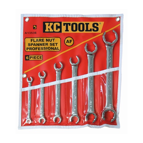 KC Tools 6pc 1/4" - 1" 6-Point Flare Nut Spanner Set