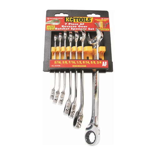 KC Tools 7pc 5/16" - 3/4" Reverse Gear Ratchet Wrench Spanner Set