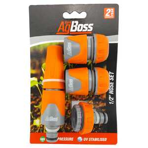 AgBoss 1/2" Garden Hose Connector Fitting Set with Spray Nozzle