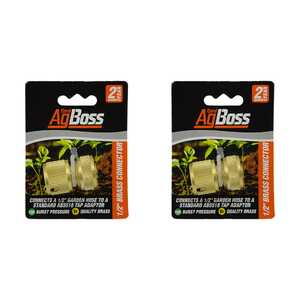 AgBoss 2 Pack 1/2" Brass Hose Connector Fitting | AB5511